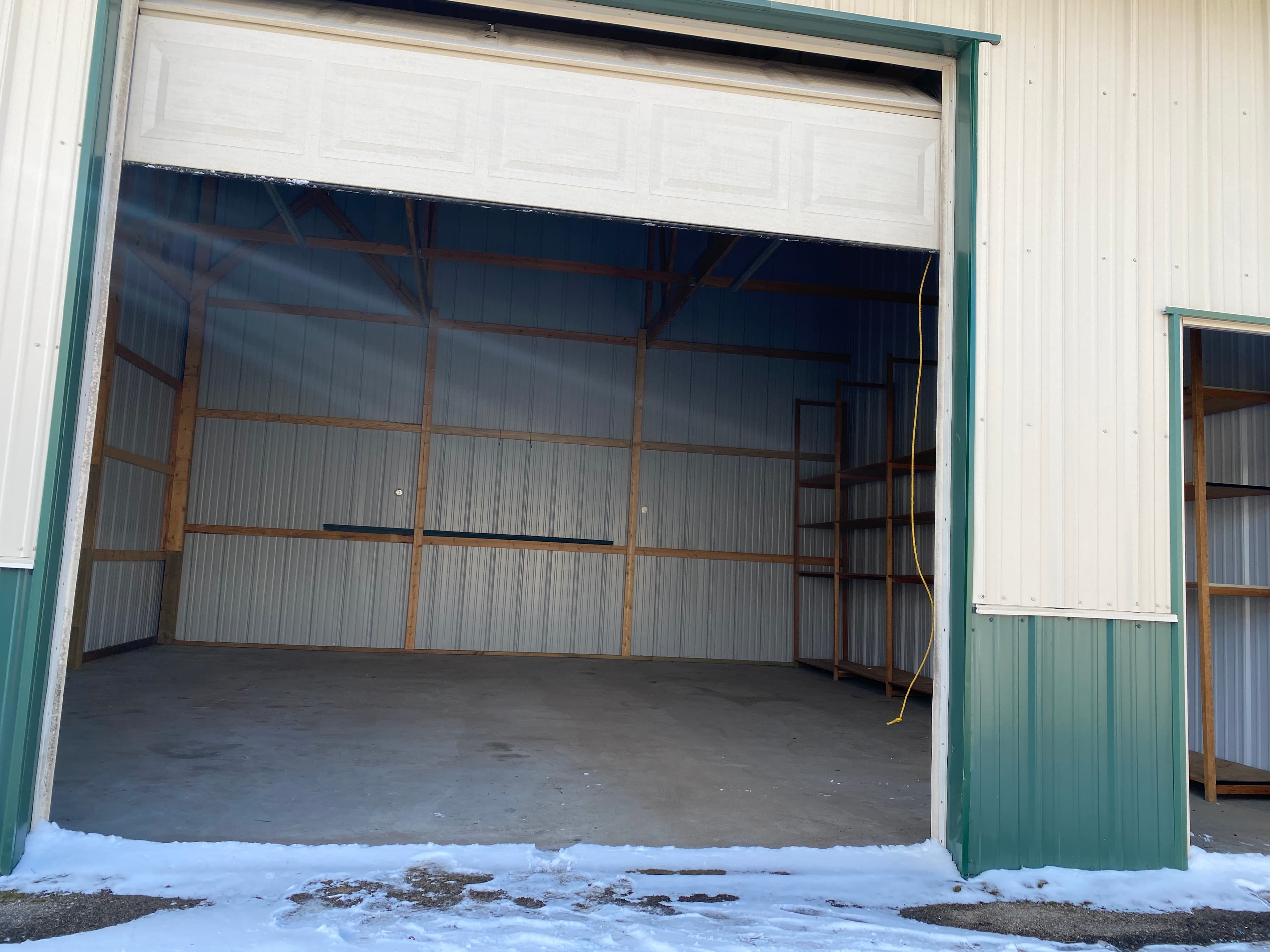 Clean indoor 24x24 storage unit at Long Lake Toy Sheds in Park Rapids, MN